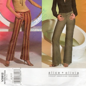 Vogue V2812, Vogue American Designer, Alice & Olivia, Retro-Look, 60s and 70s Bell-Bottom Pants Pattern, Size 18-20-22, Uncut Vogue Pattern