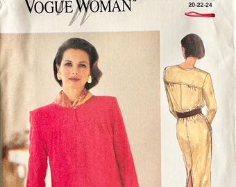 Vogue 8589, The Vogue Woman, Misses' Dress Pattern, Size (20-22-24), UNCUT Vogue Pattern