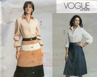 Vogue 2733, NY, NY The Collection, Misses' Petite Shirts and Skirts Pattern, Size 18, 20, 22, Unused Vogue Pattern