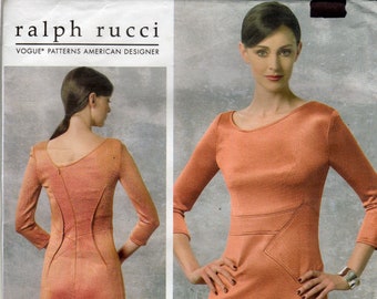 Vogue V1458, Ralph Rucci, Vogue American Designer, Misses' Dress Pattern, Size D5 (12-14-16-18-20), Unused Vogue Pattern