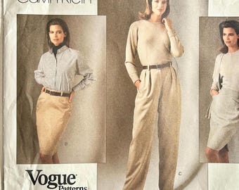 Vogue 2525, American Designer, Calvin Klein, Misses' Petite Skirt & Pants Pattern, Sizes 18-20-22, Uncut Vogue Pattern