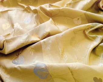 Silk Jacquard, 1+ Yard, Gold, Vine & Leaf Motif, Mid-weight