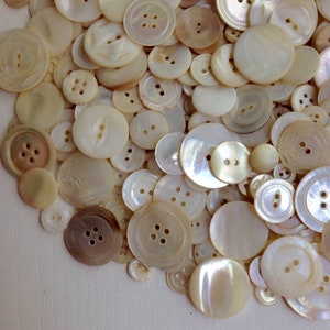 Mother-of-Pearl Button Assortment, Vintage, Mixed MOP & Shell Sizes and Types, 1 Cup 325 pcs, Collect or Craft image 5