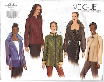 Vogue 2615, Vogue's Basic Design, Misses' Jacket, Size 8, 10, 12, UNCUT Vogue Pattern
