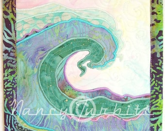 Original Quilt Art, "Crest", 7" x 9", Nancy Turbitt Art