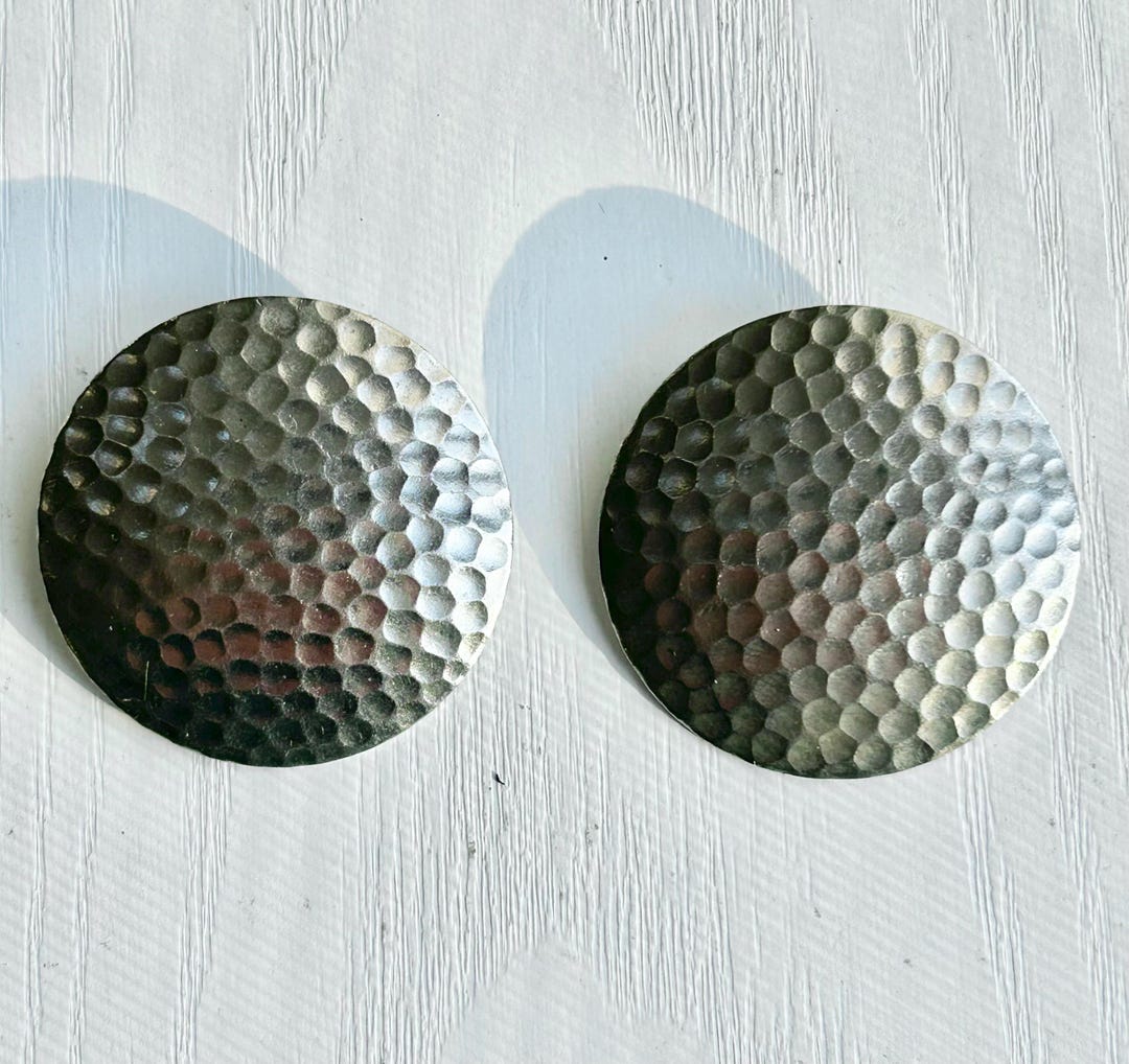 Hammered-metal Silver-tone Buttons, Vintage Set of 2, Large 1 1/2 ...