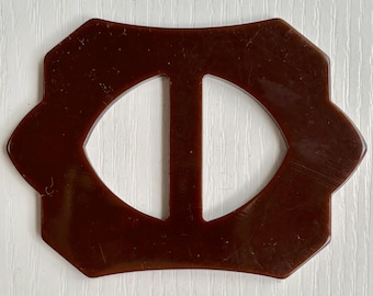 Bakelite Belt Buckle, Vintage 1950s, Sash Belt Style, Chocolate Brown Color, 2 1/8"W x 3"L, Lovely Vintage Condition, Scarf Sash Slide