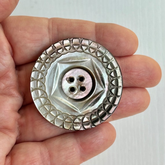 Mother of Pearl Button Raised Edge 4 Hole Mother of Pearl Button Raised Edge 4 Hole