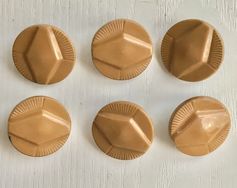 Celluloid Tight-Top Buttons, Vintage, 1 1/8" Diameter, Gold Color, Early Plastic, Identical Design, Loop Shank, Super Excellent Condition