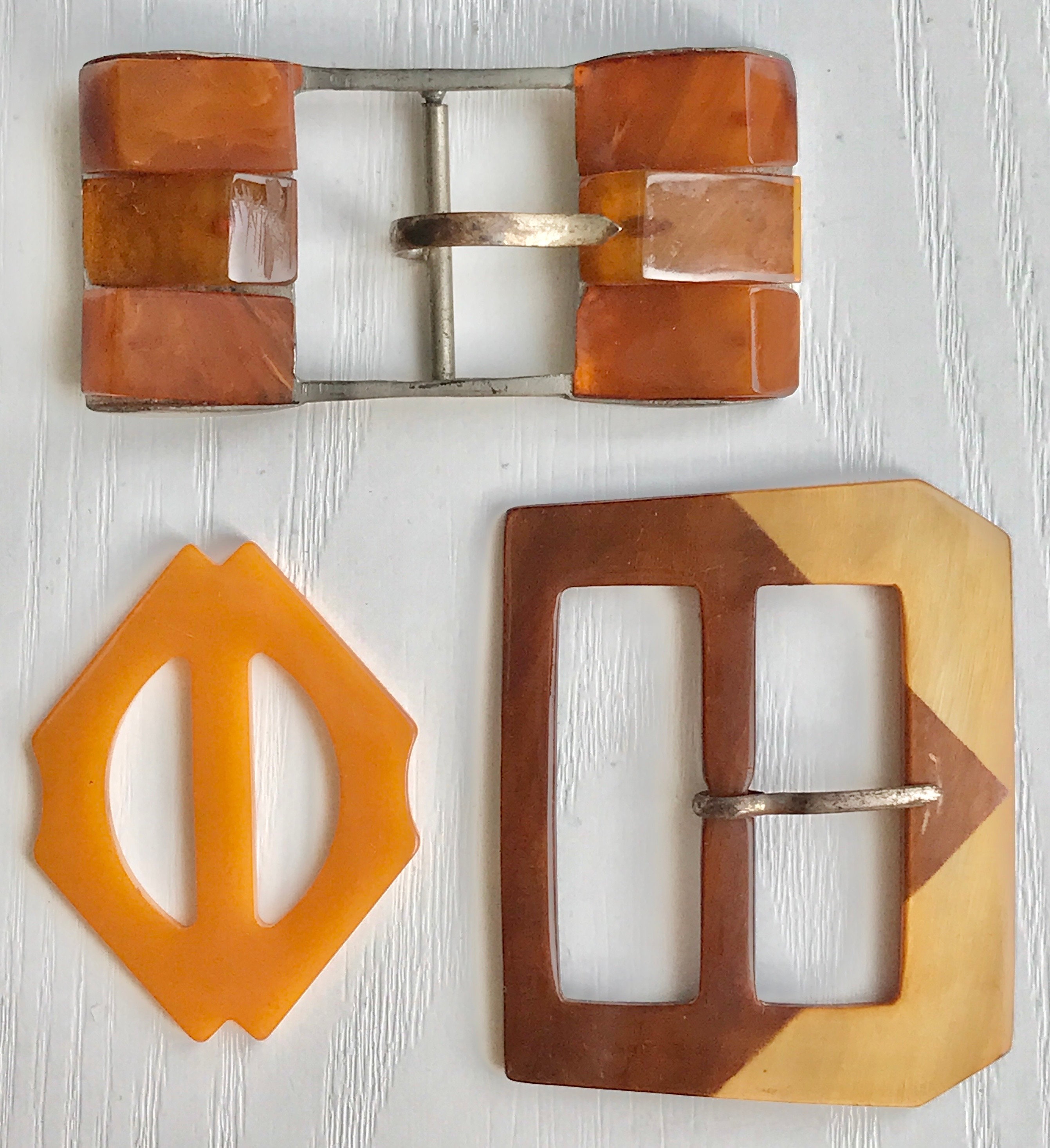 Bakelite Belt Buckles, 3 Vintage 1950s, Sash & Belt Styles 