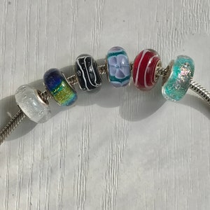 Murano Glass Beads, 925 Sterling, Stamped Chamilia 925, 6 Styles, Fits Standard Bracelet, Gently Used, Jewelry Supply