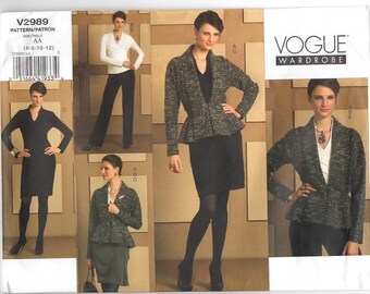 Vogue V2989, Vogue Wardrobe, Separates Pattern, Misses' Jacket, Top, Dress, Skirt & Pants, Size AA (6-8-10-12), Uncut Vogue Pattern