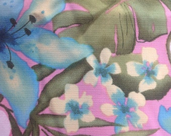 Polyester, 3 Yards, Floral Print, Pink & Green