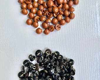 Antique Shoe Buttons, Assorted Double Lot of 150+, Victorian Era, 3/8", Metal Loop, Original Condition As Is, Craft or Costume Reenacting