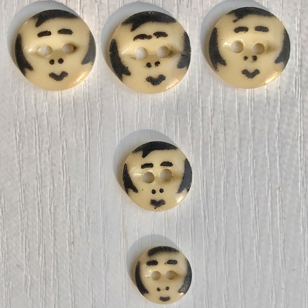 Stenciled China Buttons, Style #29, Vintage, Porcelain, Three Sizes Sold Singly, Two-Hole Cat Eye Sew-Through, Collectible Button