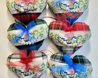 Tartan Hanging Hearts, Scottish Inspired, 6 Styles, Heart Home Decor, Cottage Chic Decor, Hand-Crafted Tartan Hearts