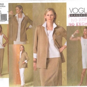 Vogue V2852, Vogue Wardrobe, Separates Pattern, Misses'/Misses' Petite Jacket, Top, Dress, Skirt & Pants, Size 20, 22, 24, Uncut Pattern