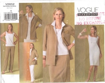 Vogue V2852, Vogue Wardrobe, Separates Pattern, Misses'/Misses' Petite Jacket, Top, Dress, Skirt & Pants, Size 20, 22, 24, Uncut Pattern