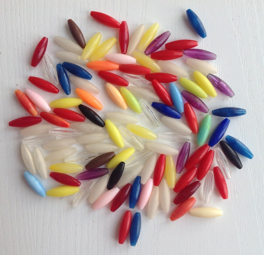 Plastic Tube Beads Vintage 100 Count Multicolor 1/4 Etsy