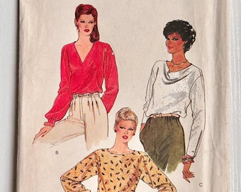 Vogue 7435, Very Easy Vogue, Misses' Blouse, Sz 12, Uncut Vogue Pattern