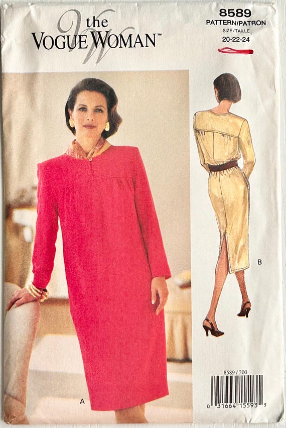 Vogue 8589, The Vogue Woman, Misses' Dress Pattern, Size (20-22-24), UNCUT Vogue Pattern