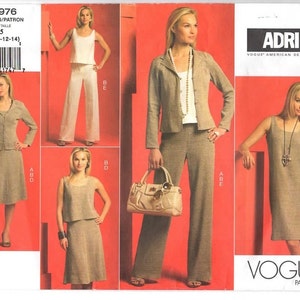 Vogue V2976, Adri Vogue Designer, Misses&#39;/Misses&#39; Petite Jacket, Top, Dress, Skirt, & Pants, Sz A5 (6-8-10-12-14), UNCUT Vogue Pattern