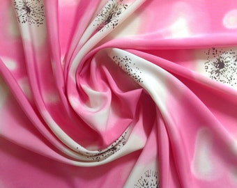 Nylon Fabric, 2 Yards, Pink & Ecru Floral Print