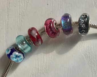 Murano Glass Beads 925 Sterling Stamped Chamilia 925 6 Styles Fits Standard Bracelet Gently Used Jewelry Supply