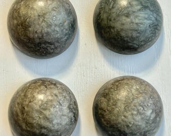 Celluloid Bubble Buttons, Vintage, Set of 4 Matching, Grey-Green, 1 3/8 Inch Diameter, Celluloid Loop Shank, Collectible Celluloid Buttons