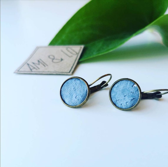Cork leather drop stud earrings. Faux leather vegan friendly jewellery. Ethical sustainable gifts for her. Hypoallergenic earrings