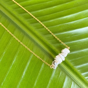 Stacked White Howlite Necklace - 24k Gold, Sterling Silver or Rhodiu