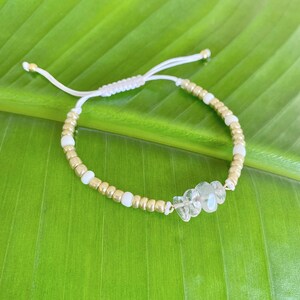 Adjustable Clear Quartz Beaded Boho Bracelet