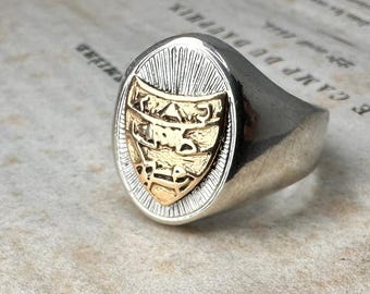 Anello vintage in argento austriaco con sigillo, anello dei Giovani Lavoratori Cristiani, taglia USA 8 3/4