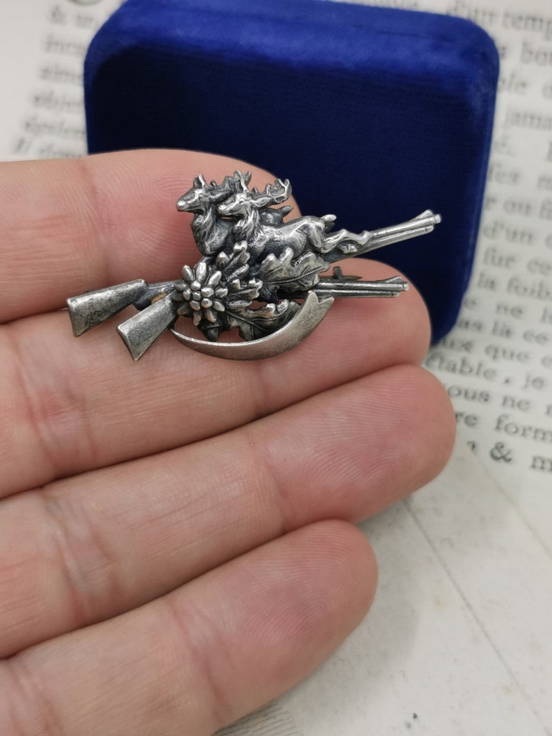 Vintage German Hunter Brooch Hat Pin St Hubertus Etsy