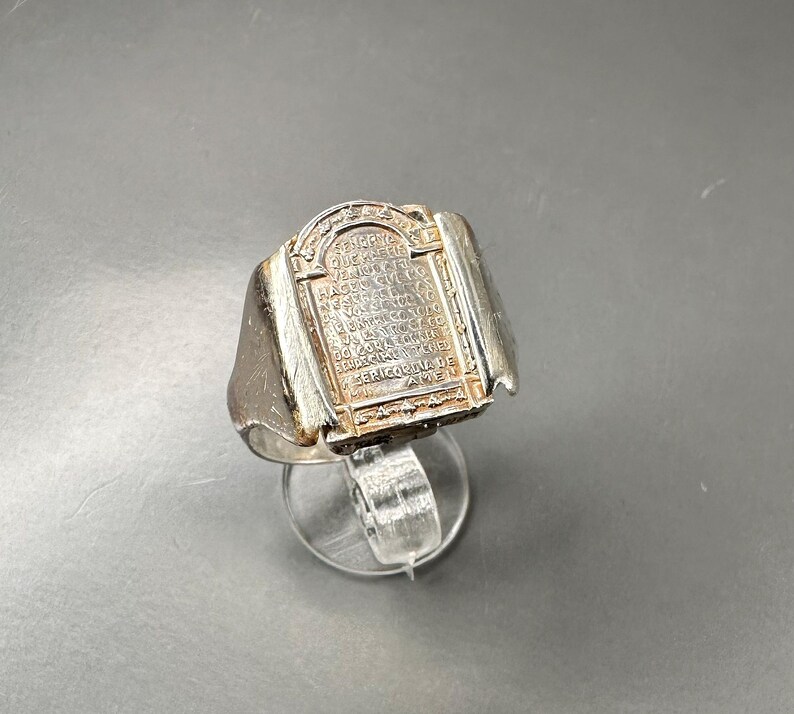 Antique Spanish Religious Ring, Prayer Ring, US Size 8 3/4 image 13