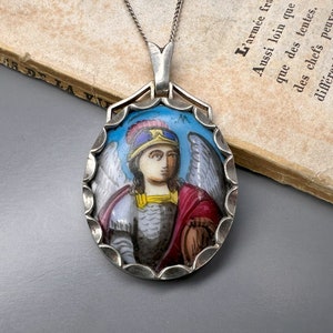 Saint Michael Pendant Necklace, Sterling Silver