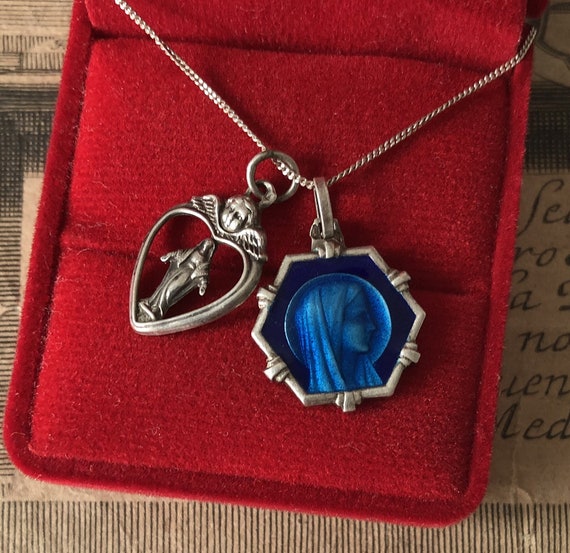 blue virgin mary necklace