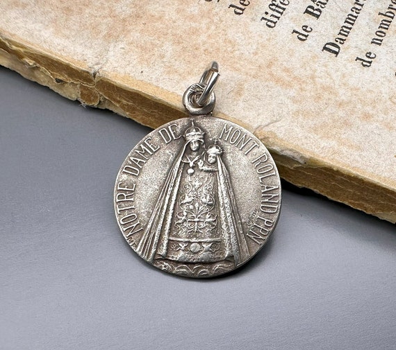 Antique French Religious Medal, Virgin Mary, Notre