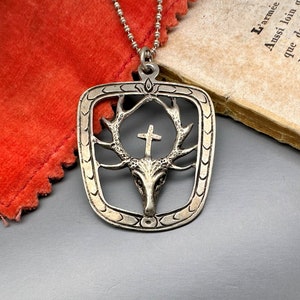 Vintage German Saint Hubert Pendant Necklace, 800 Silver