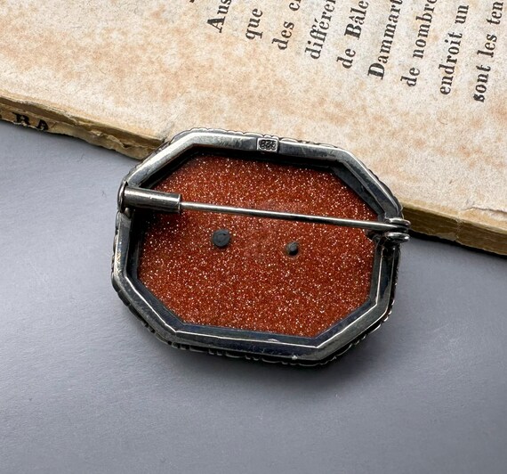 Antique German Goldstone Hunter Brooch, St Hubert… - image 2