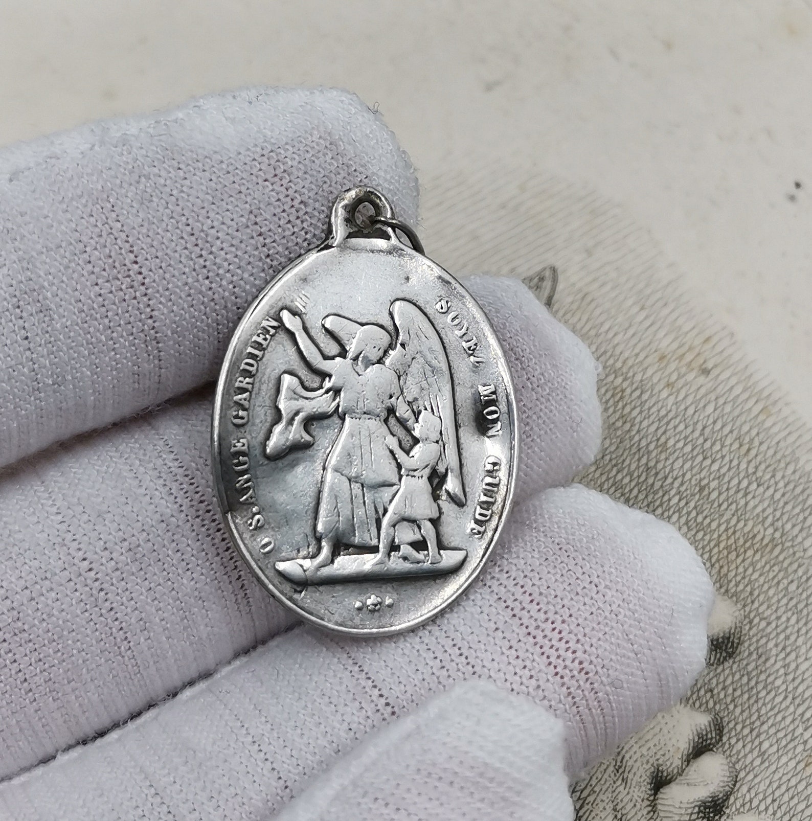 Antique Silver Guardian Angel Charm Saint Aloysius Gonzaga Etsy