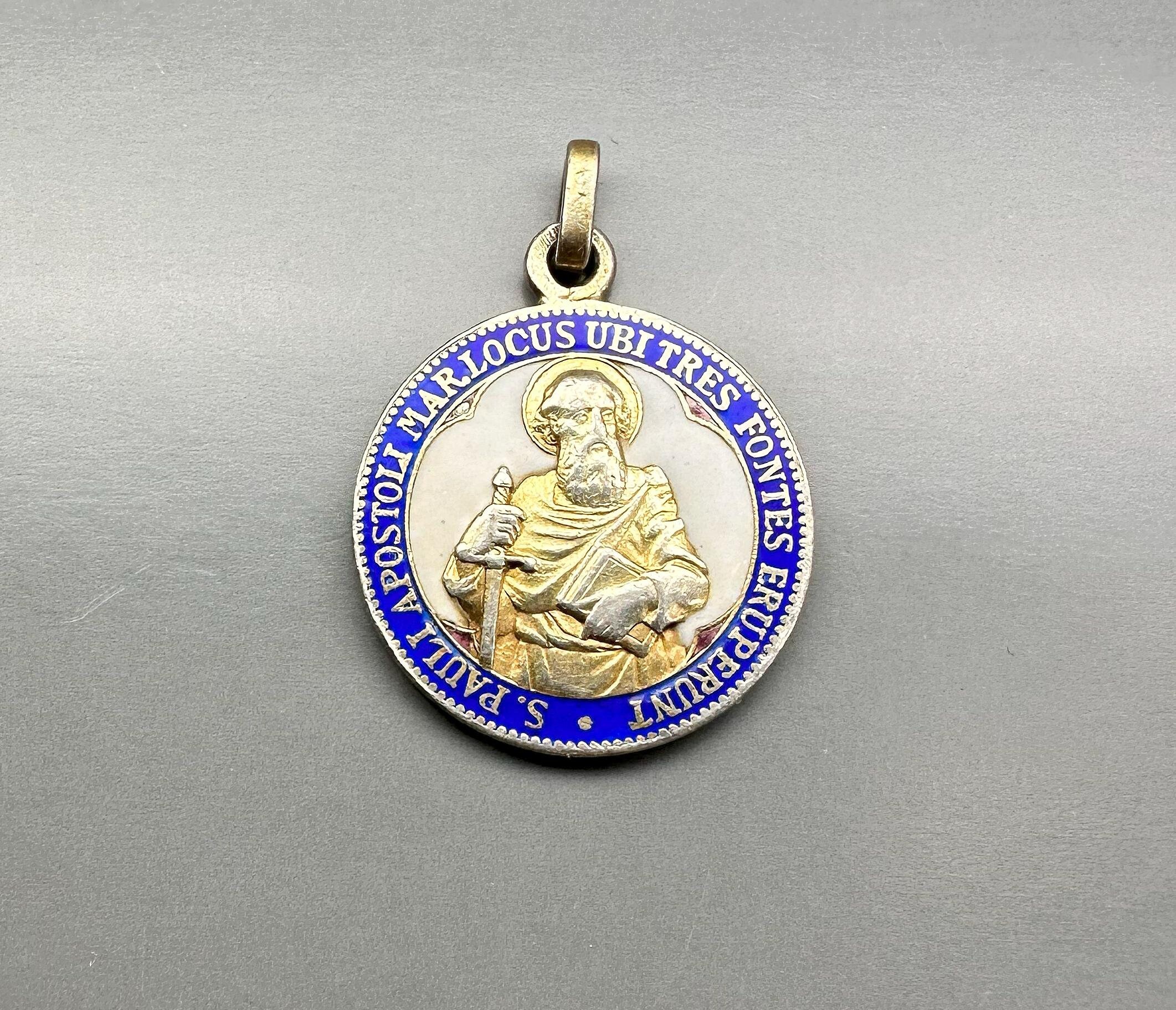 Antique Saint Paul the Apostle Medal, Italian Religious Medal, Enamel ...