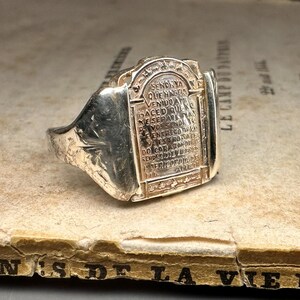 Antique Spanish Religious Ring, Prayer Ring, US Size 8 3/4 image 3