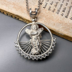 Vintage 925 Silver Guardian Angel Pendant on a Chain