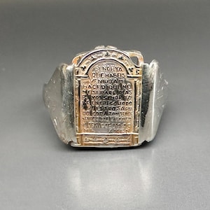 Antieke Spaanse religieuze ring, gebedsring, Amerikaanse maat 8 3/4