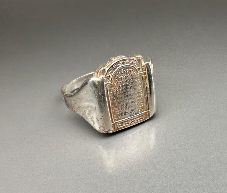 Antique Spanish Religious Ring, Prayer Ring, US Size 8 3/4 image 14