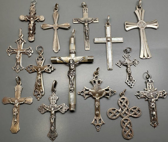 Antique Silver Cross, Religious Antiques, Cross Crucifix, French 