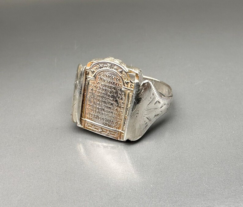 Antique Spanish Religious Ring, Prayer Ring, US Size 8 3/4 image 7