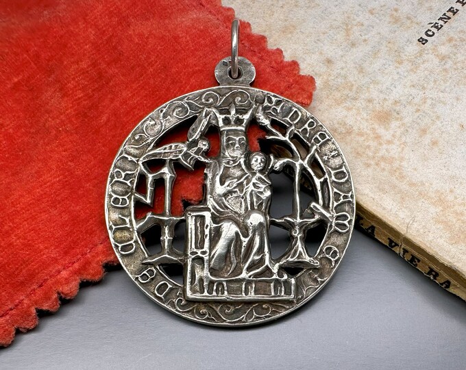 Antique French Religious Medal, Madonna and Child - Etsy