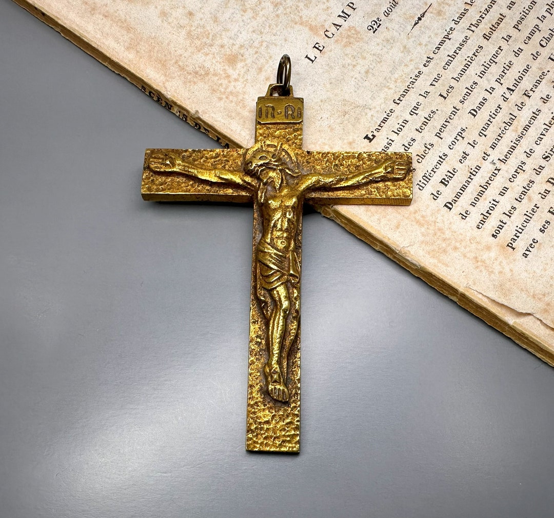Vintage Croix Crucifix Pendentif Religieux Chrétien - France